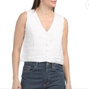 Laura Ashley White Linen Top Vest